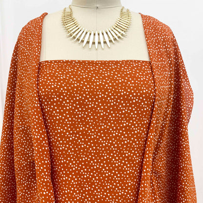 P-1322-504-CHILI-IVORY - PRINTED WOOL DOBBY 100% POLYESTER