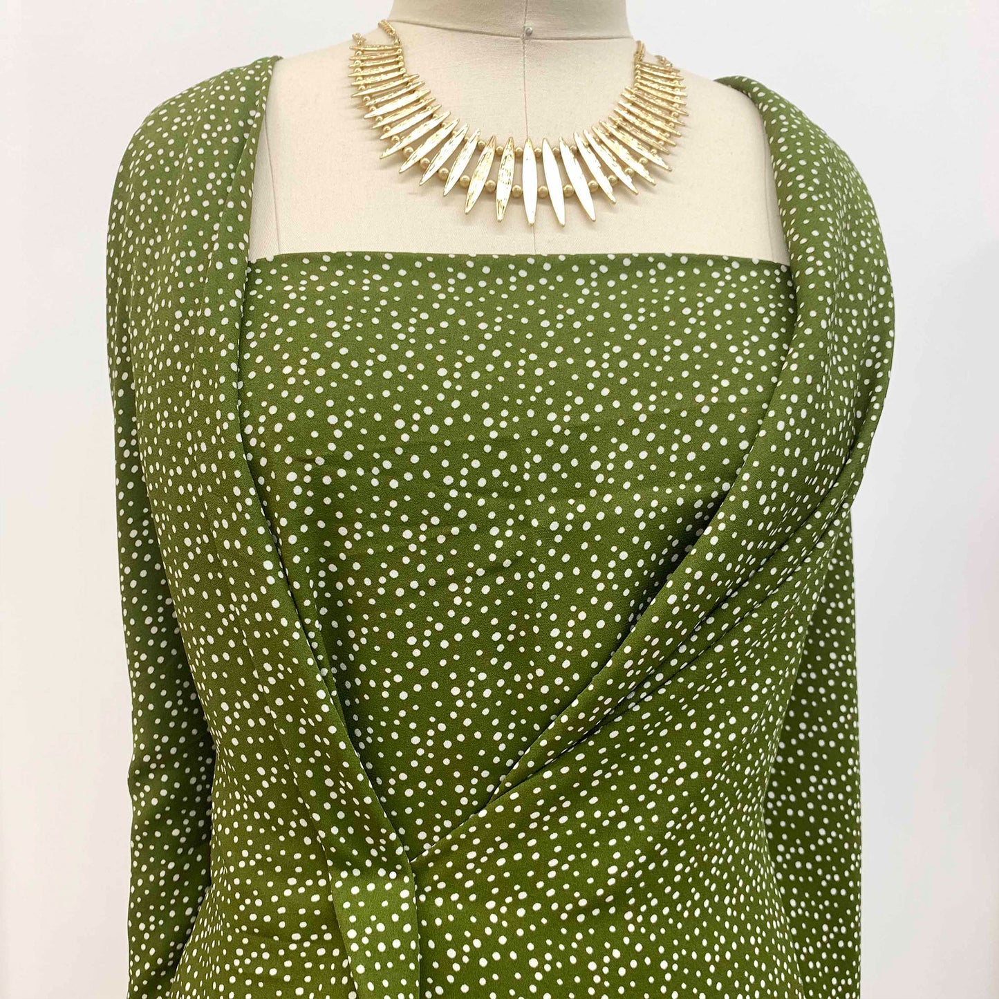 P-1322-504-MOSS-IVORY - PRINTED WOOL DOBBY 100% POLYESTER