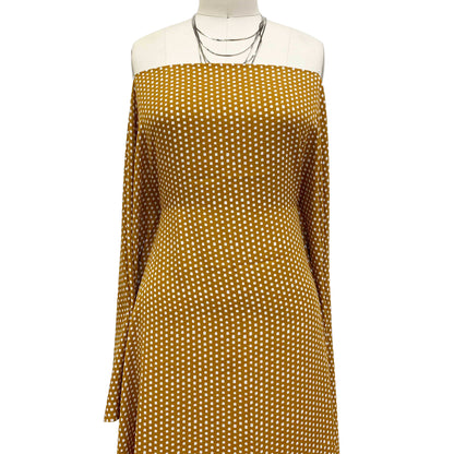 P-1329-504-GOLDEN-MUSTARD-OFF-WHITE - PRINTED WOOL DOBBY 100% POLYESTER