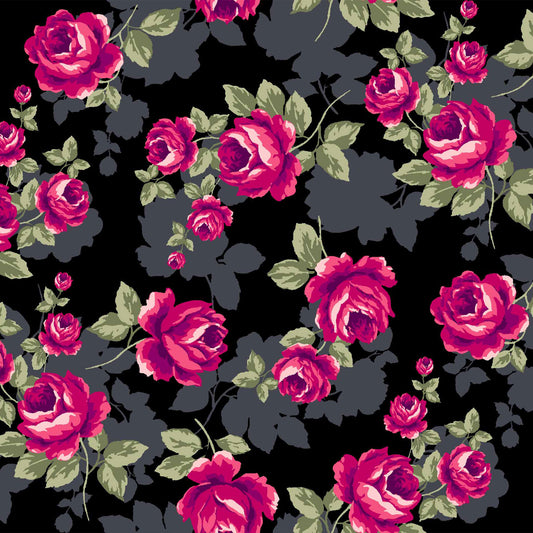 P-133-500-BLACK-RASPBERRY - PRINTED 100% POLYESTER HI MULTI CHIFFON