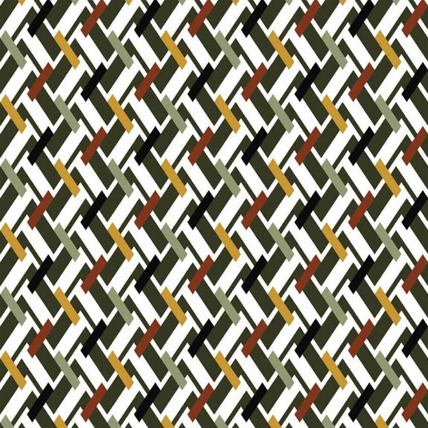 P-1332-504-OFF-WHITE-OLIVE-GOLD - PRINTED WOOL DOBBY 100% POLYESTER