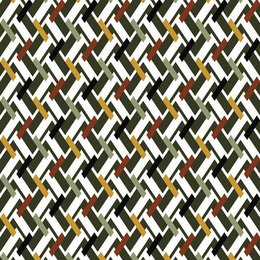 P-1332-504-OFF-WHITE-OLIVE-GOLD - PRINTED WOOL DOBBY 100% POLYESTER