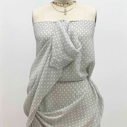 P-1334-504-OFF-WHITE-BLACK - PRINTED WOOL DOBBY 100% POLYESTER