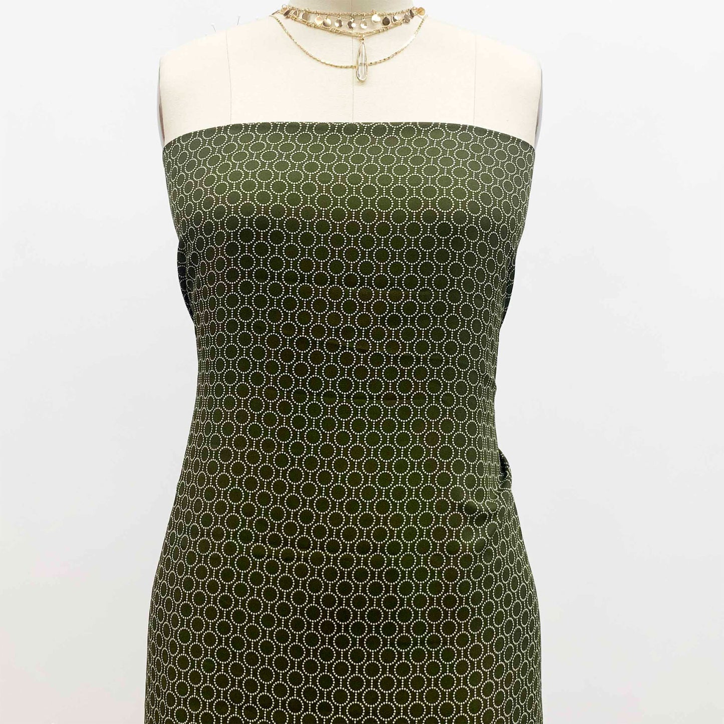 P-1334-504-OLIVE-ECRU - PRINTED WOOL DOBBY 100% POLYESTER