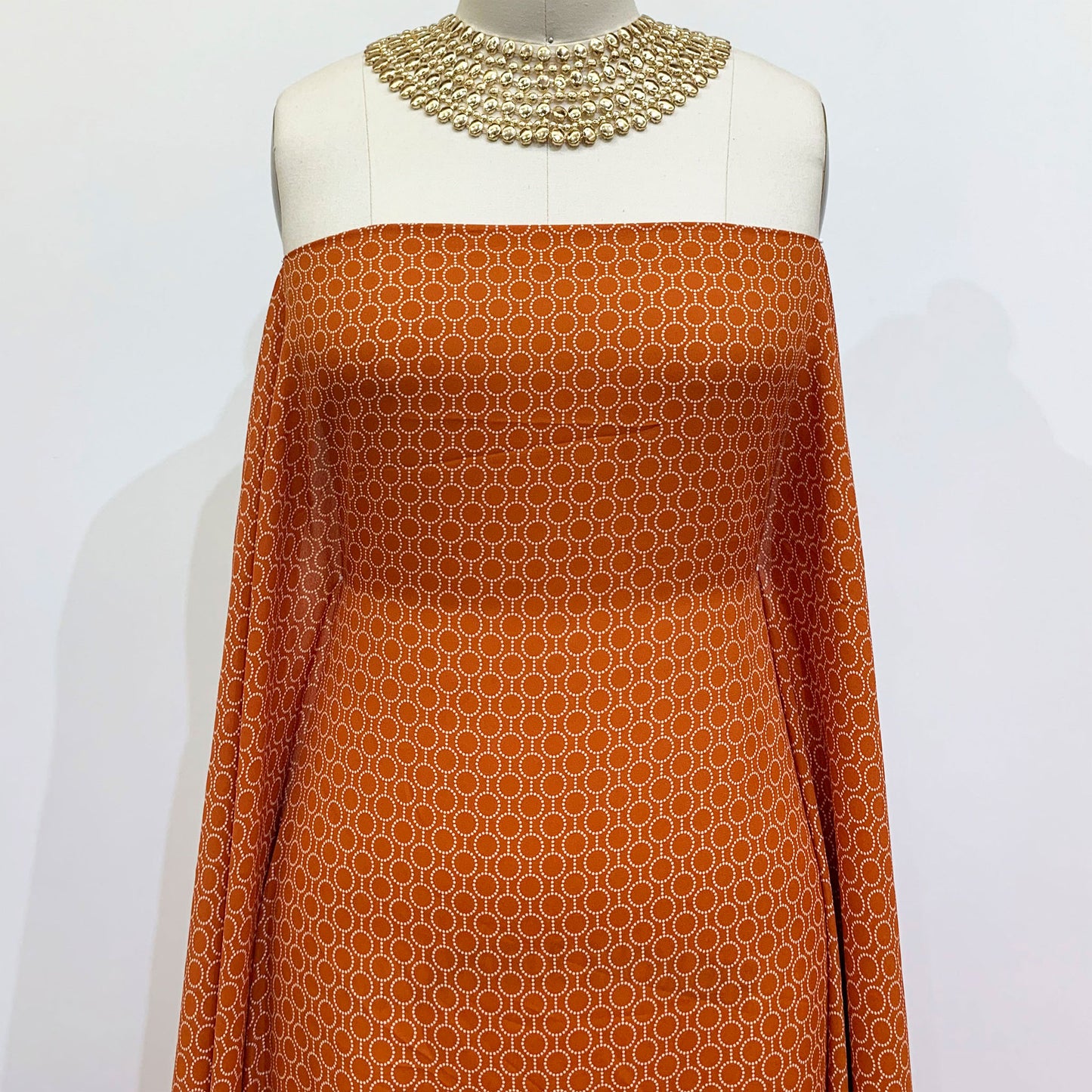 P-1334-504-RUST-OFF-WHITE - PRINTED WOOL DOBBY 100% POLYESTER