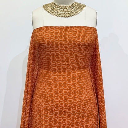 P-1334-504-RUST-OFF-WHITE - PRINTED WOOL DOBBY 100% POLYESTER