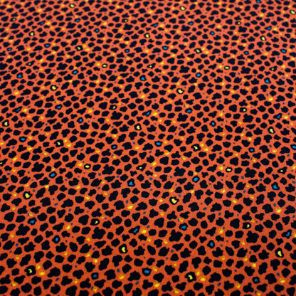 P-1337-754-BURNT-ORANGE-BLACK - PRINTED POLY MOROCCAN 100% POLY