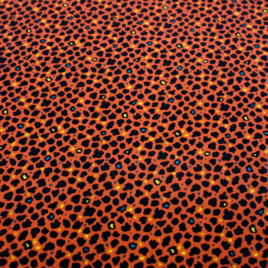 P-1337-754-BURNT-ORANGE-BLACK - PRINTED POLY MOROCCAN 100% POLY