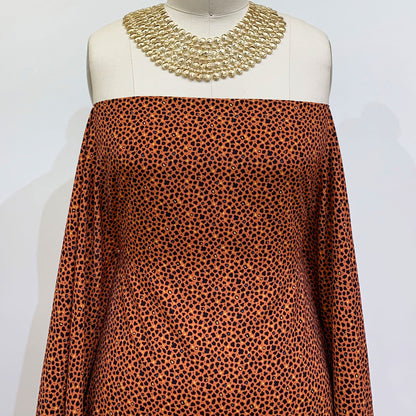 P-1337-754-BURNT-ORANGE-BLACK - PRINTED POLY MOROCCAN 100% POLY