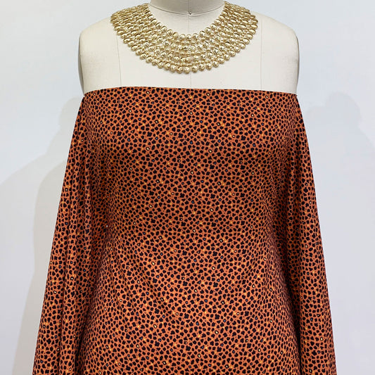 P-1337-754-BURNT-ORANGE-BLACK - PRINTED POLY MOROCCAN 100% POLY