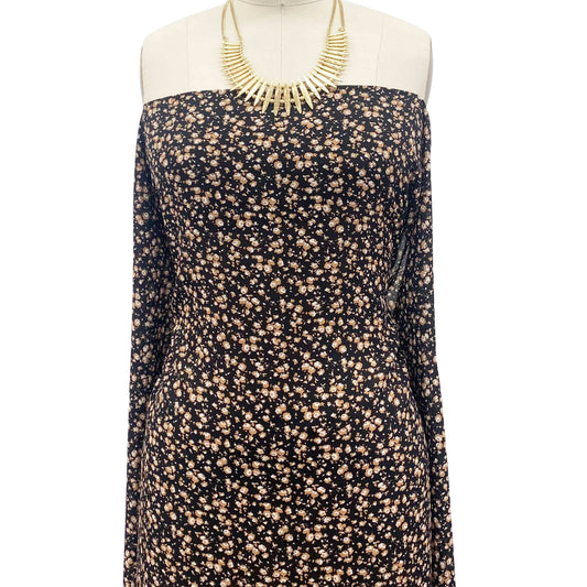 P-1339-504-BLACK-MOCHA - PRINTED WOOL DOBBY 100% POLYESTER