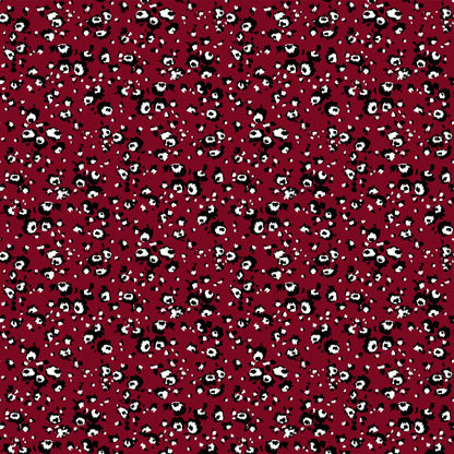 P-1339-504-CARMINE-RED-BLACK - PRINTED WOOL DOBBY 100% POLYESTER