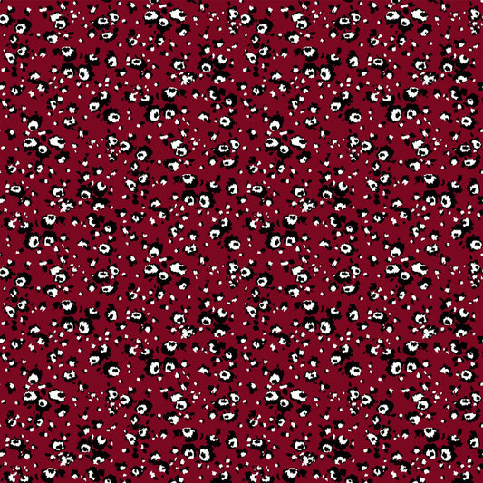 P-1339-504-CARMINE-RED-BLACK - PRINTED WOOL DOBBY 100% POLYESTER