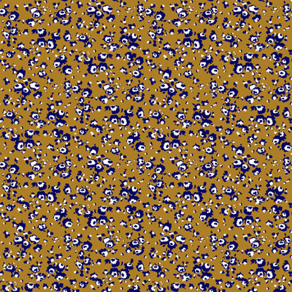 P-1339-504-MUSTARD-NAVY - PRINTED WOOL DOBBY 100% POLYESTER