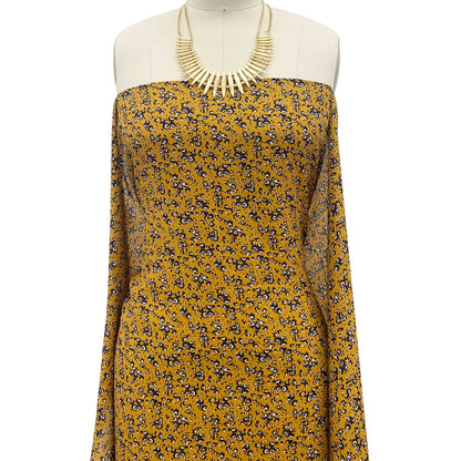 P-1339-504-MUSTARD-NAVY - PRINTED WOOL DOBBY 100% POLYESTER