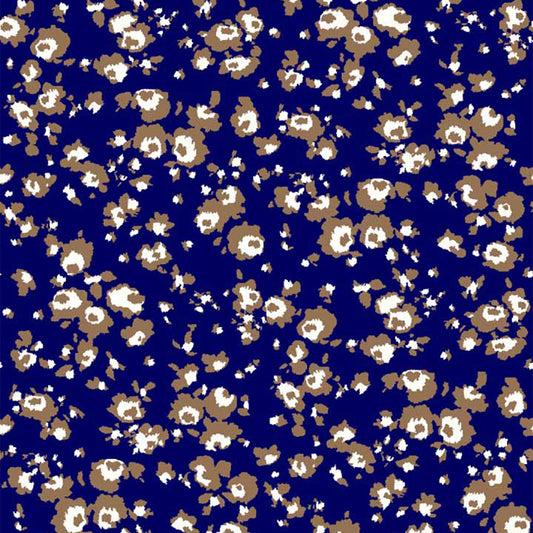 P-1339-504-NAVY-LATTE - PRINTED WOOL DOBBY 100% POLYESTER