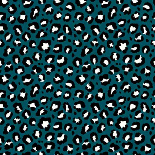 P-1342-754-TEAL-BLACK - PRINTED POLY MOROCCAN 100% POLY