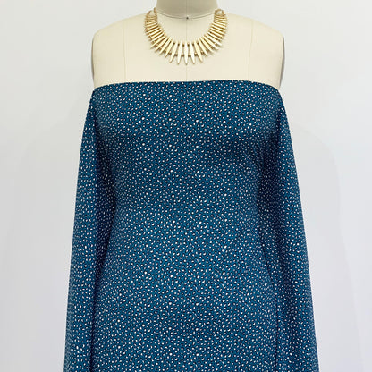 P-1342-754-TEAL-BLACK - PRINTED POLY MOROCCAN 100% POLY