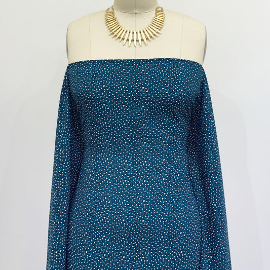P-1342-754-TEAL-BLACK - PRINTED POLY MOROCCAN 100% POLY