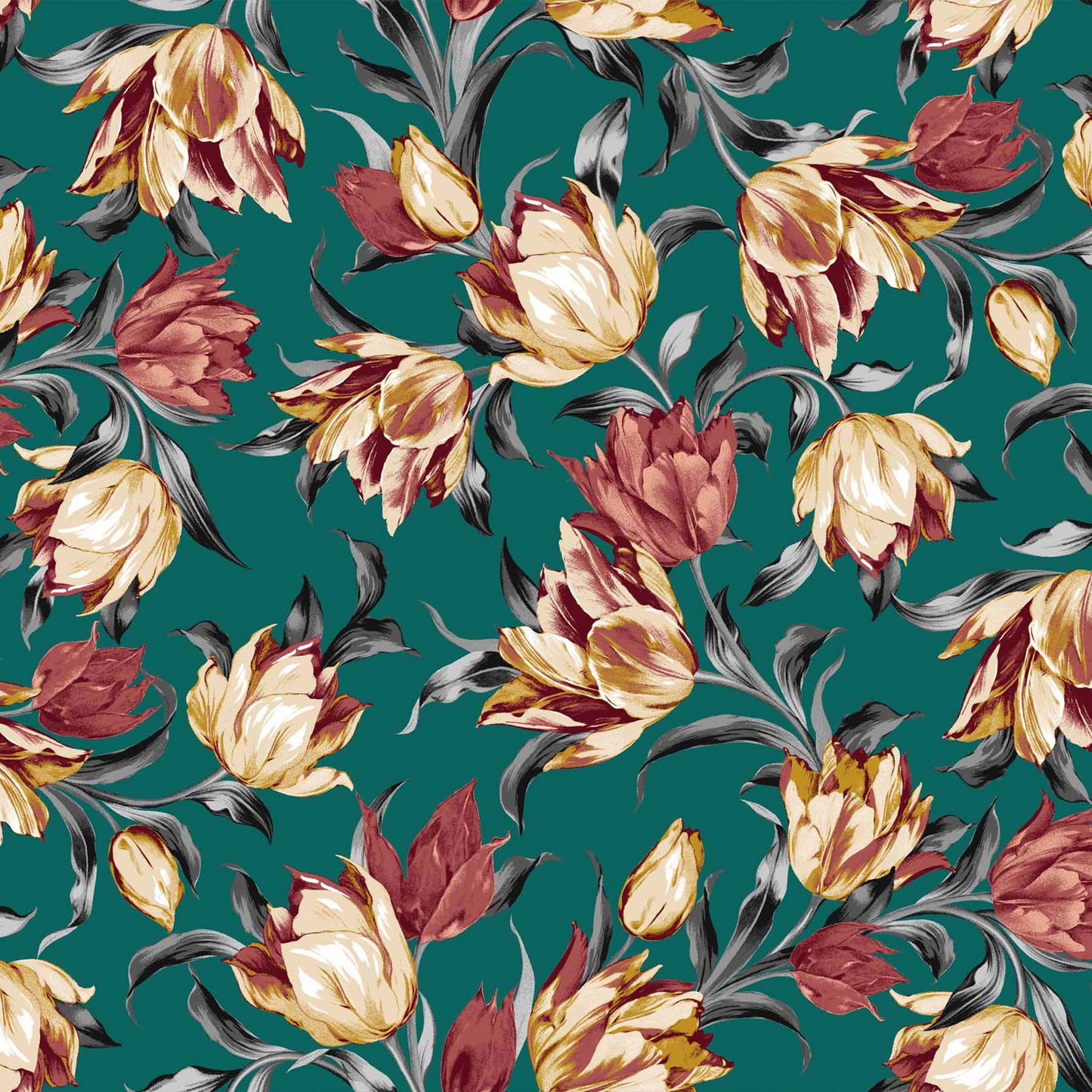 P-1343-754-TEAL-MARSALA-GOLD - PRINTED POLY MOROCCAN 100% POLY