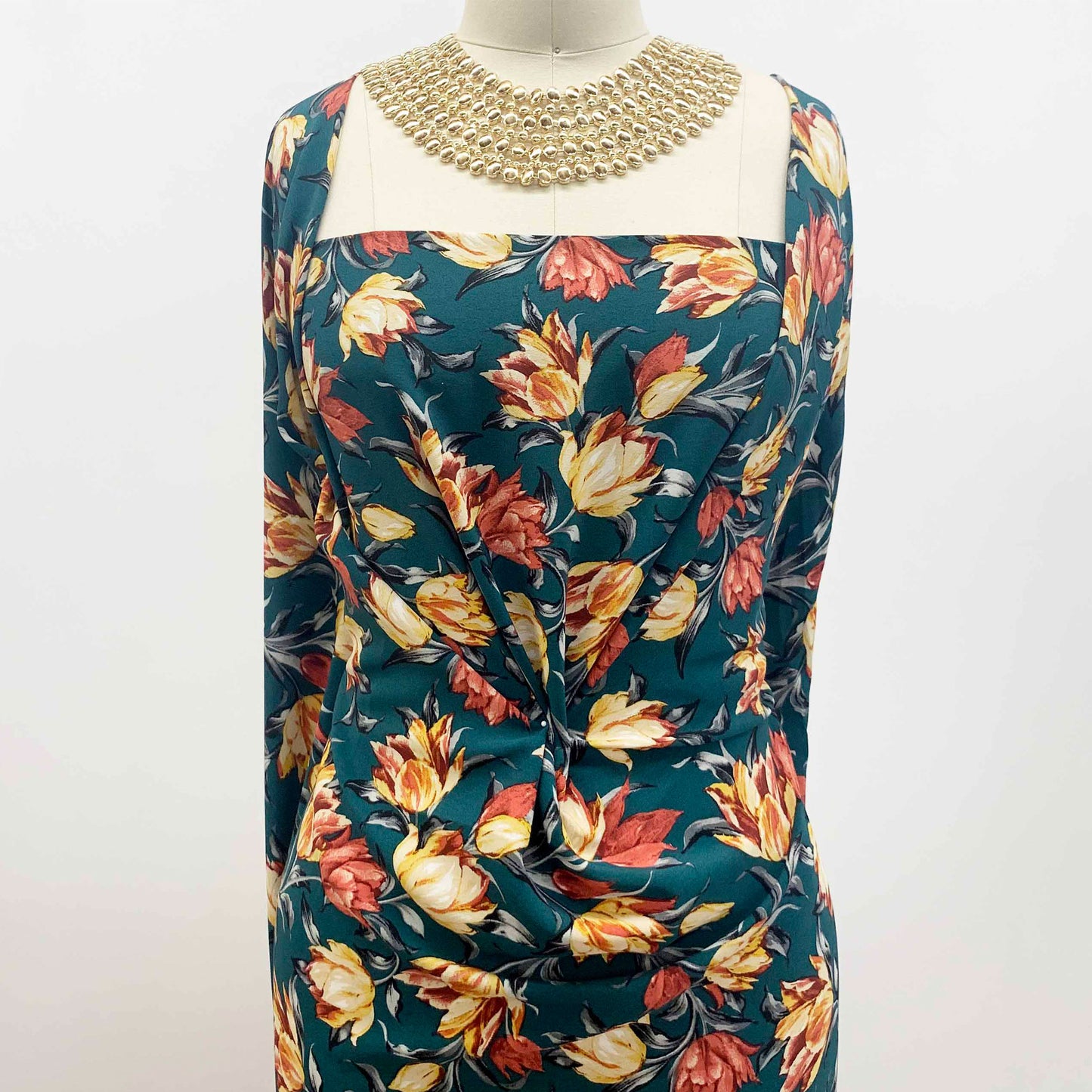 P-1343-754-TEAL-MARSALA-GOLD - PRINTED POLY MOROCCAN 100% POLY