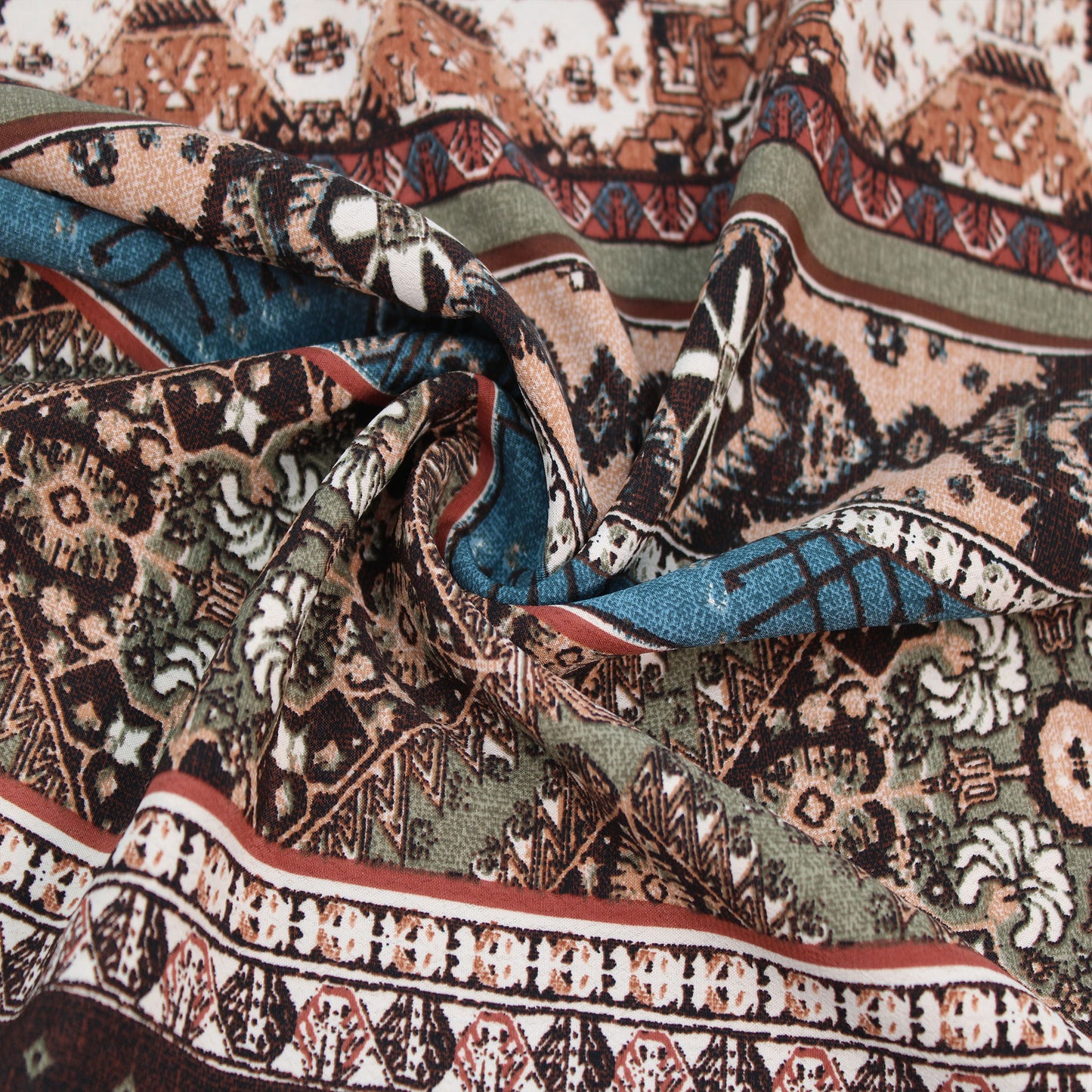 P-1346-754-OLIVE TEAL- PRINTED POLY MOROCCAN 100% POLY