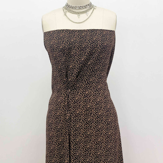 P-1352-504-CAMEL-BLACK - PRINTED WOOL DOBBY 100% POLYESTER