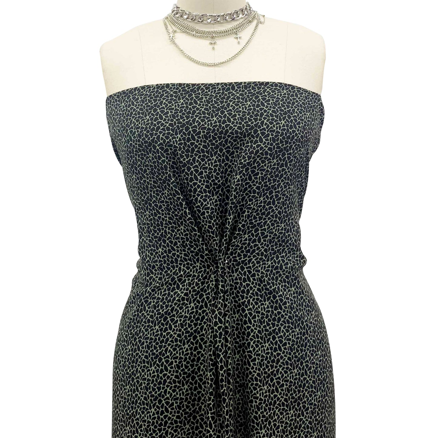P-1352-504-SAGE-BLACK - PRINTED WOOL DOBBY 100% POLYESTER