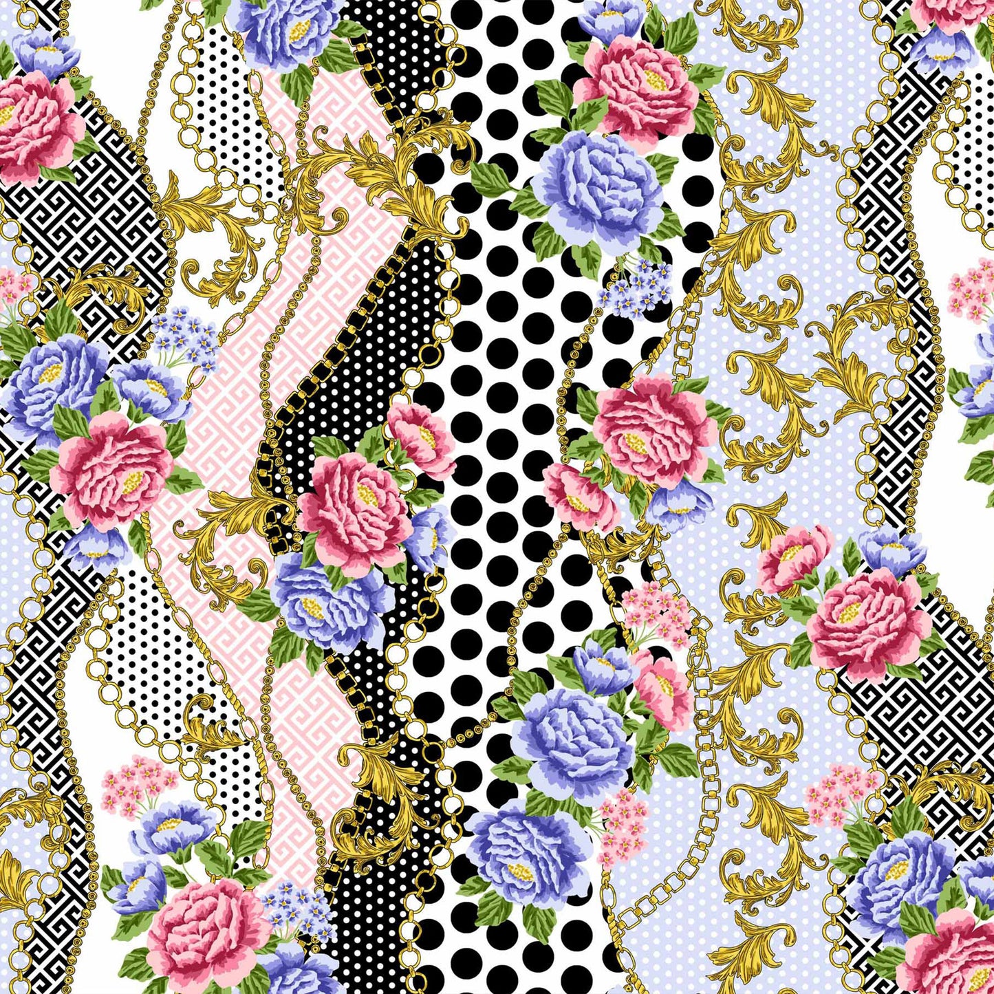 P-1361-504-BLACK-BLUE-RED - PRINTED WOOL DOBBY 100% POLYESTER