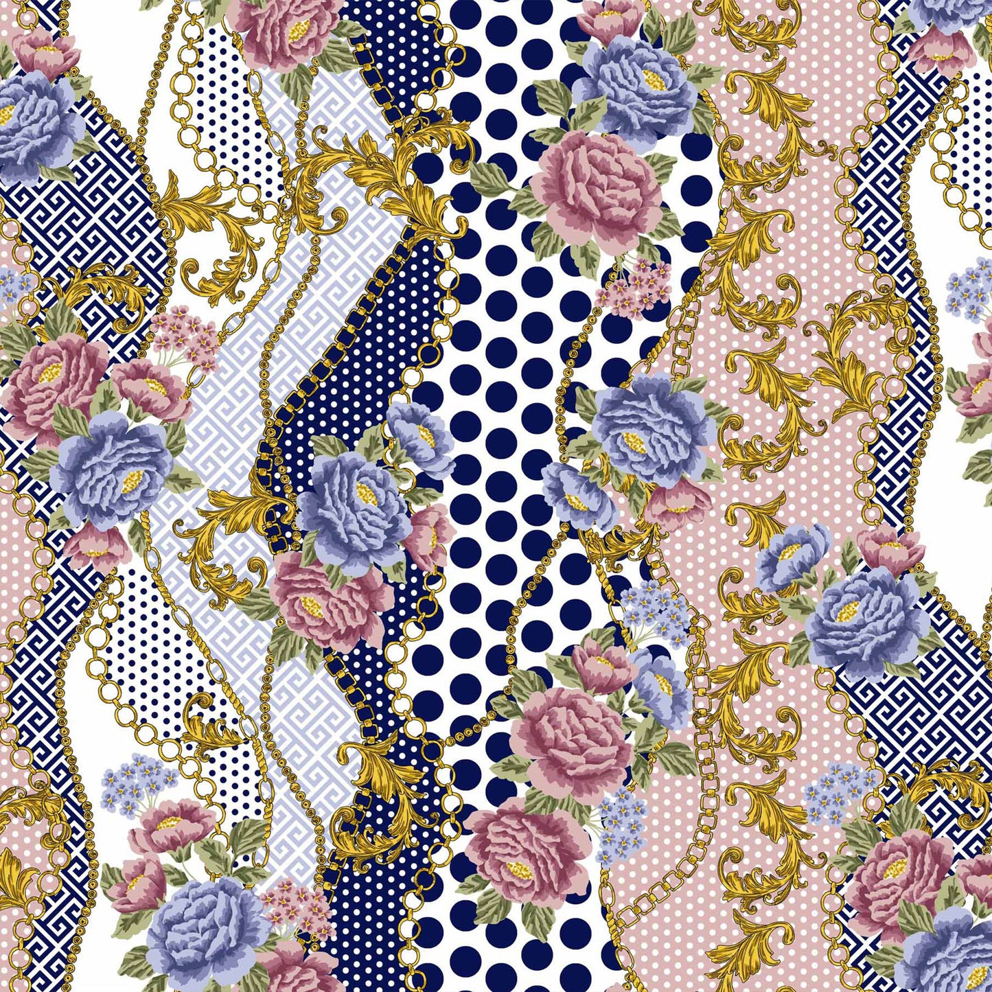 P-1361-504-NAVY-MAUVE-DENIM - PRINTED WOOL DOBBY 100% POLYESTER