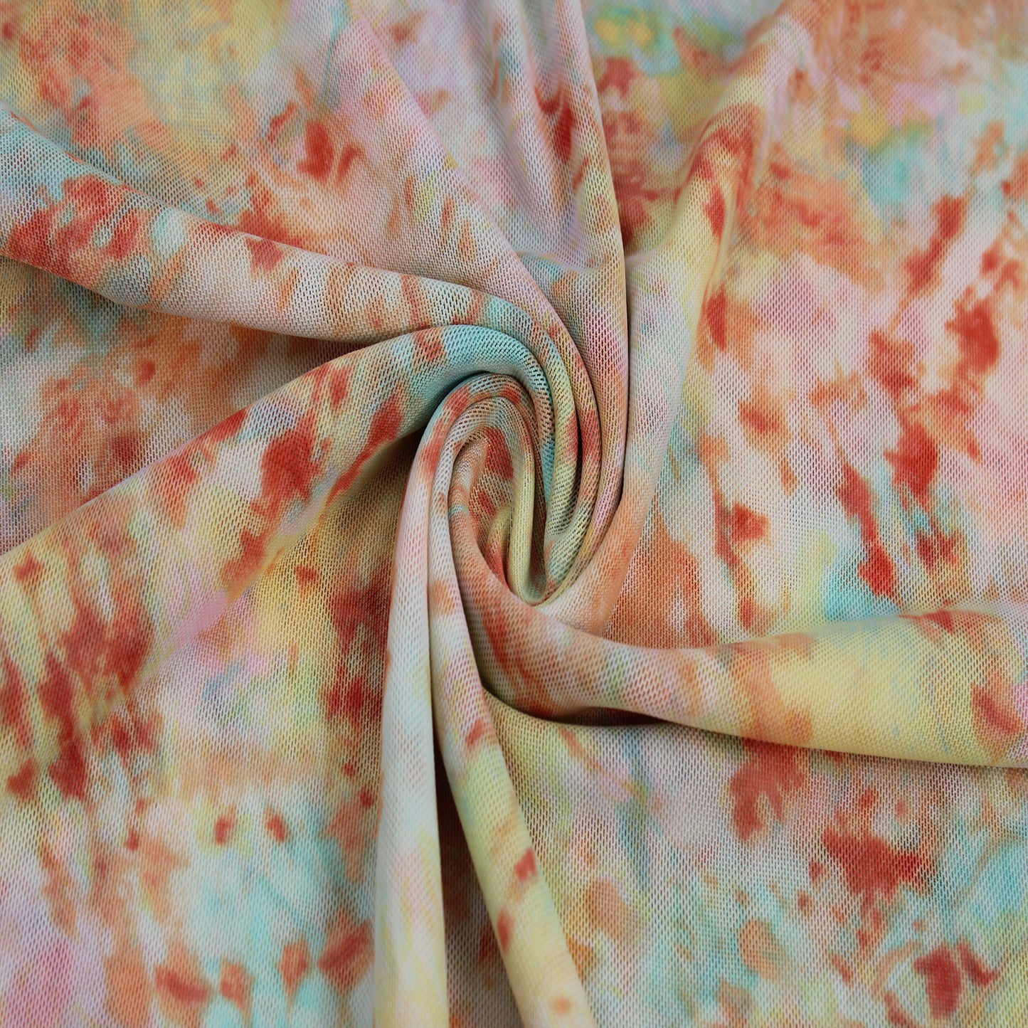 P-1375-453-CANTALOUPE-JADE - PRINTED POLY POWER MESH 92%POLY 8%SPANDEX