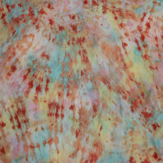 P-1375-453-CANTALOUPE-JADE - PRINTED POLY POWER MESH 92%POLY 8%SPANDEX