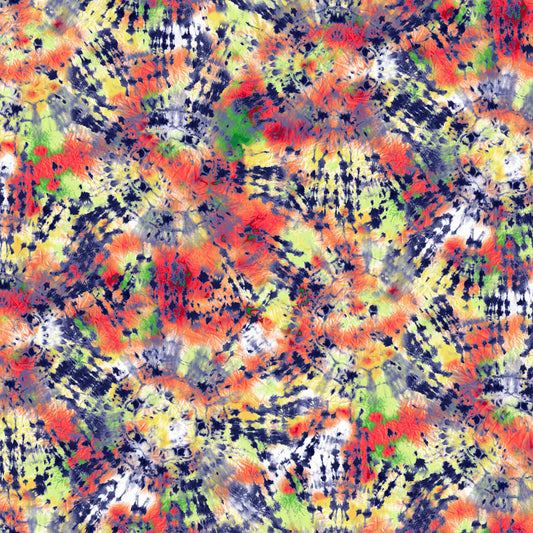 P-1375-HVY-RSJ-NAVY-ORANGE - PRINTED TIE DYE RSJ 95% RAYON 5% SPANDEX JERSEY