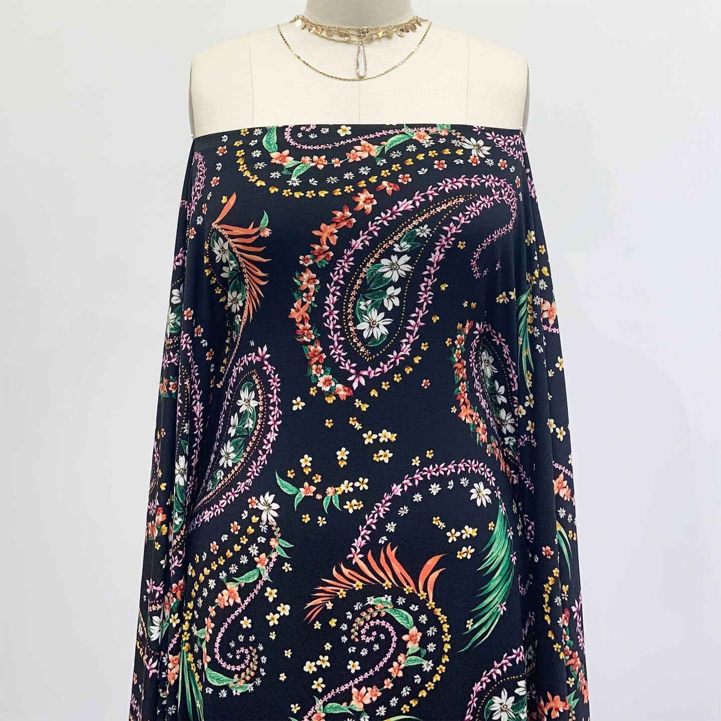 P-1384-450-BLACK-FUCHSIA-CORAL - PRINTED ITY 96% POLY 4% SPANDEX