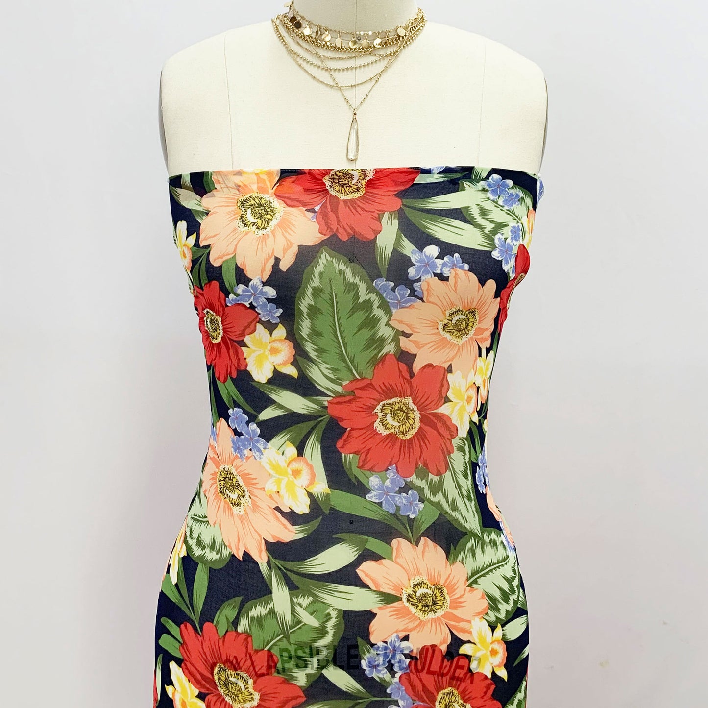 P-1389-501-NAVY-RED-PEACH - PRINTED 100% POLYESTER HI MULTI CHIFFON WASH