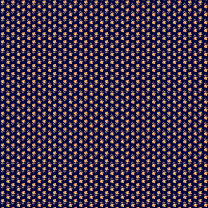 P-1391-504-NAVY-CORAL-YELLOW - PRINTED WOOL DOBBY 100% POLYESTER