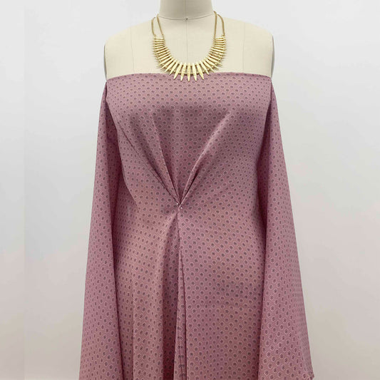 P-1394-504-MAUVE-NAVY - PRINTED WOOL DOBBY 100% POLYESTER