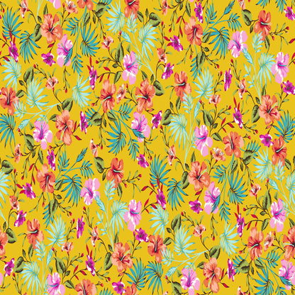 P-1396-754-ASPEN-GOLD-ORANGE-DUSTY-PINK - PRINTED POLY MOROCCAN 100% POLY