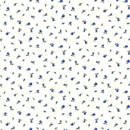 P-1407-504-OFF-WHITE-BLUE - PRINTED WOOL DOBBY 100% POLYESTER