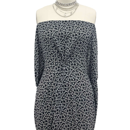 P-1410-504-BLACK-OFF-WHITE - PRINTED WOOL DOBBY 100% POLYESTER