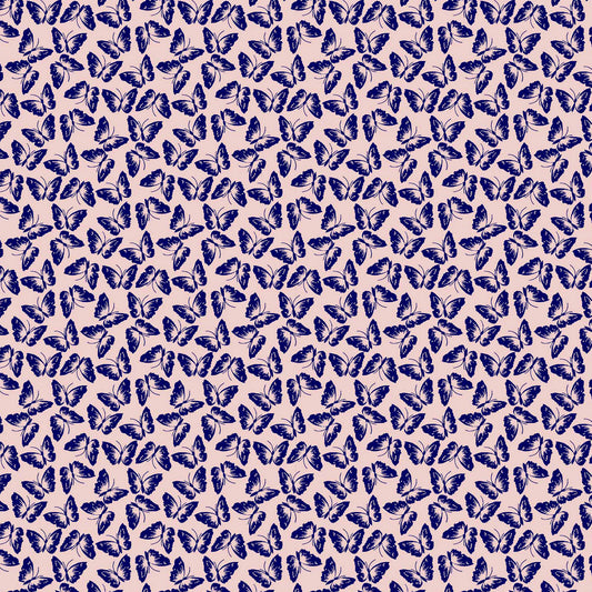 P-1410-504-DUSTY-PINK-NAVY - PRINTED WOOL DOBBY 100% POLYESTER