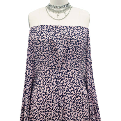 P-1410-504-DUSTY-PINK-NAVY - PRINTED WOOL DOBBY 100% POLYESTER