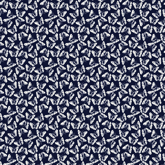 P-1410-504-NAVY-OFF-WHITE - PRINTED WOOL DOBBY 100% POLYESTER