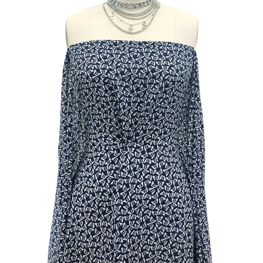 P-1410-504-NAVY-OFF-WHITE - PRINTED WOOL DOBBY 100% POLYESTER