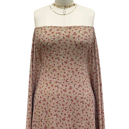 P-1412-761-MAPLE-SUGAR-RED - PRINTED 4X2 RIB 96% POLY 4% SPANDEX