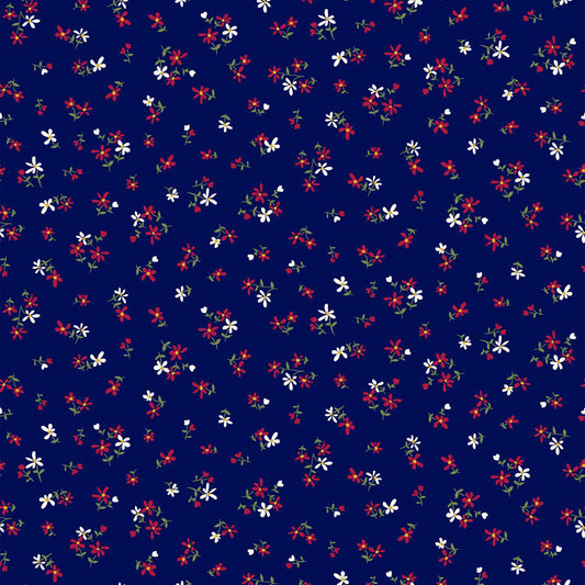 P-1412-761-NAVY-RED - PRINTED 4X2 RIB 96% POLY 4% SPANDEX