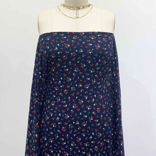 P-1412-761-NAVY-RED - PRINTED 4X2 RIB 96% POLY 4% SPANDEX