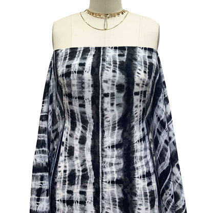 P-1417-504-BLACK-CHARCOAL - PRINTED TIE DYE WOOL DOBBY 100% POLYESTER