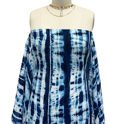 P-1417-504-NAVY-DENIM - PRINTED TIE DYE WOOL DOBBY 100% POLYESTER