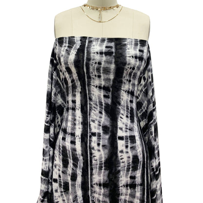 P-1417-HVY-RSJ-BLACK-CHARCOAL - PRINTED TIE DYE RSJ 95% RAYON 5% SPANDEX JERSEY